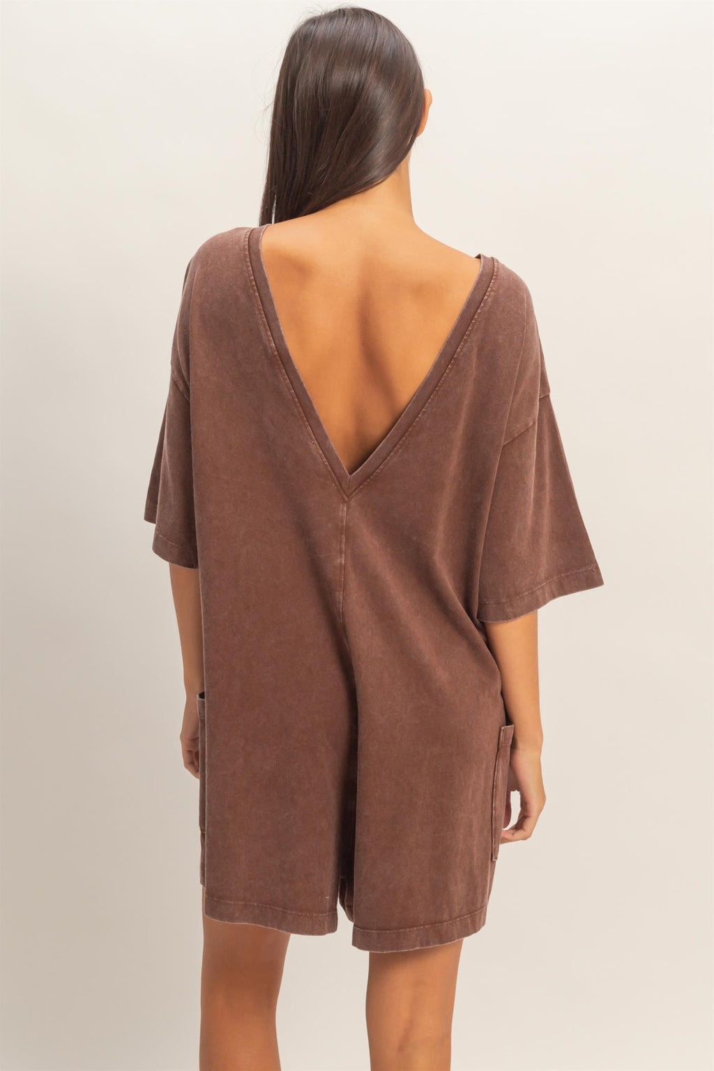 Mineral Washed V-back Romper