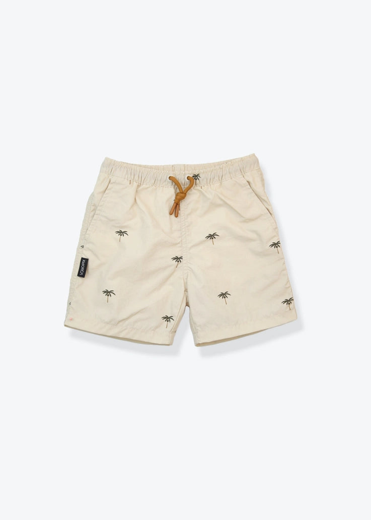 Boys Palm Print Swim Trunks
