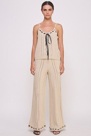 Boho Knit Two-piece Set - Tan