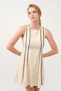Contrast trim casual linen dress