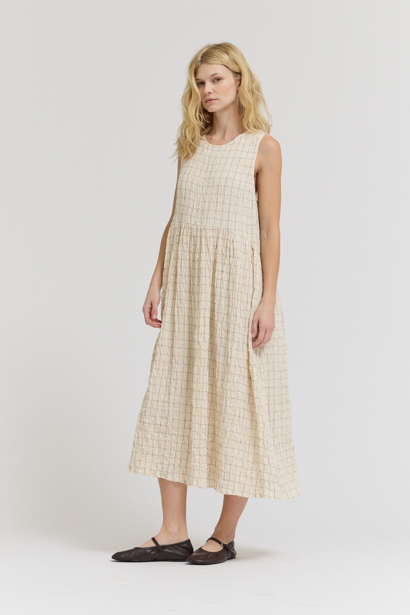 Grid Gauze Easy Dress