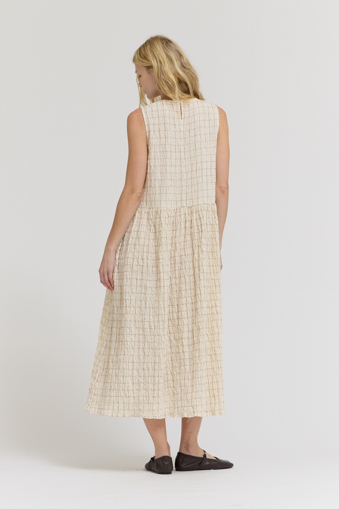 Grid Gauze Easy Dress