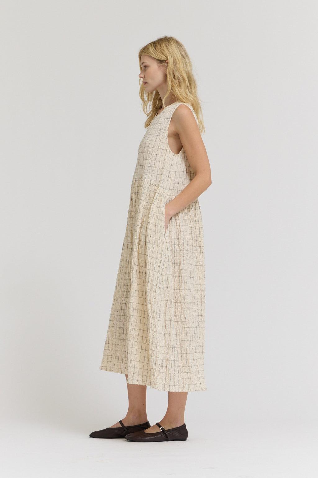 Grid Gauze Easy Dress