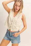 Floral Button-down Vest