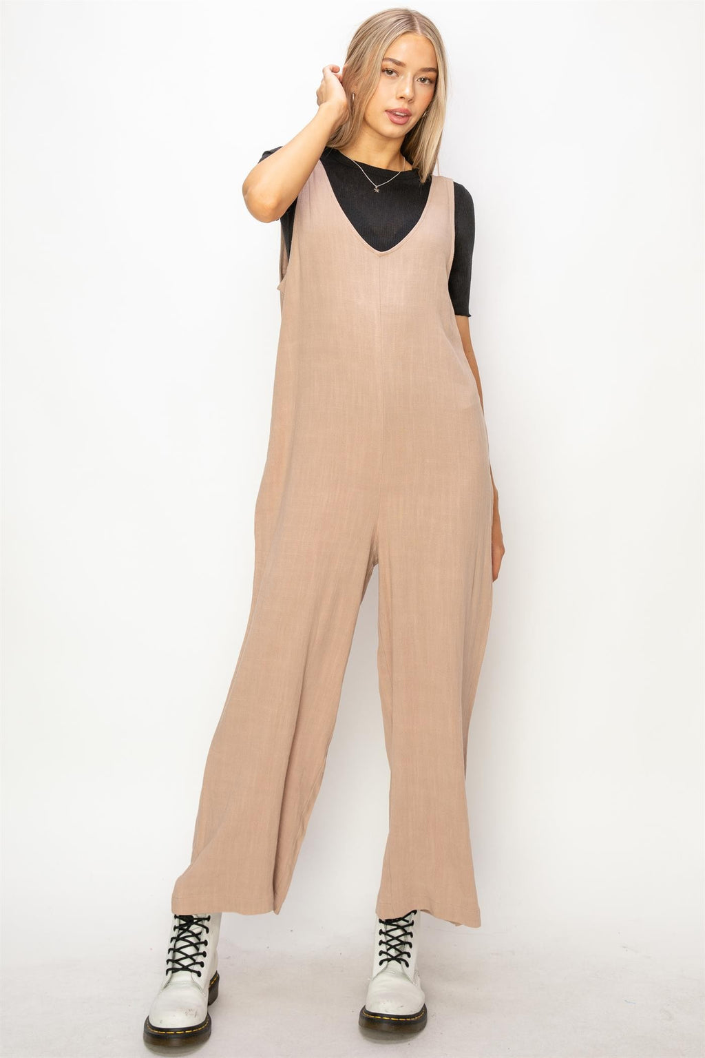 Linen Sleeveless Jumpsuit