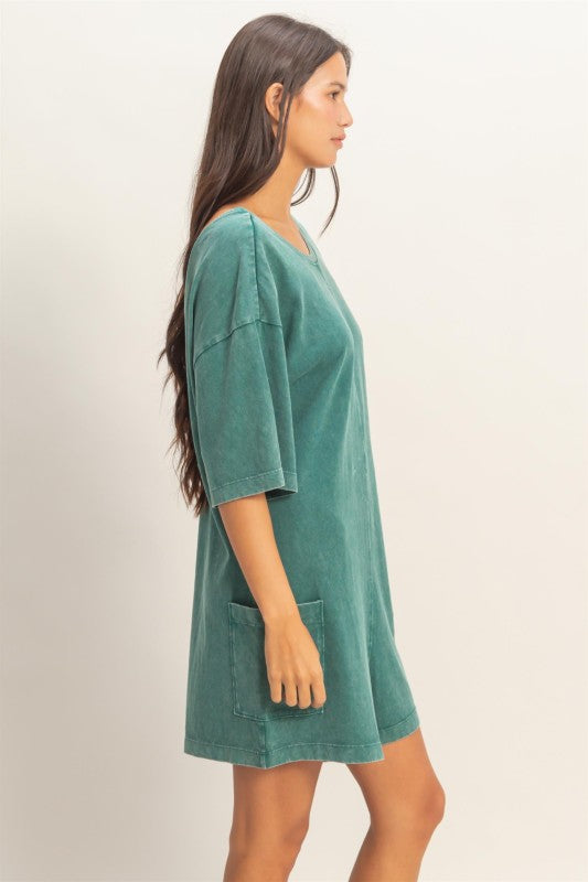 Mineral Washed V-back Romper