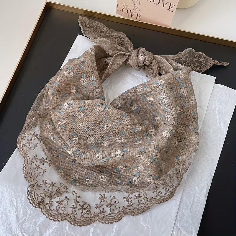 Bohemian-Style Floral Triangle Scarf