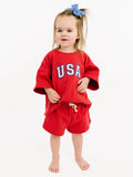 Red USA Embroidered Slouchy Set