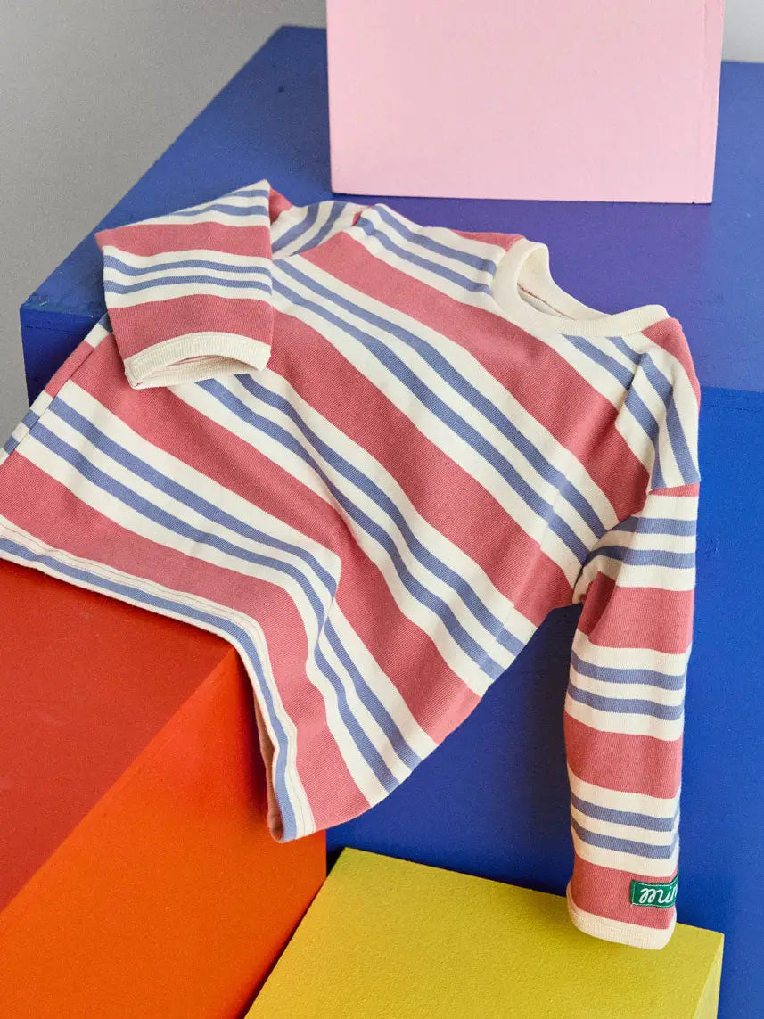 Striped Heavyweight Long Sleeve Tee - Pink