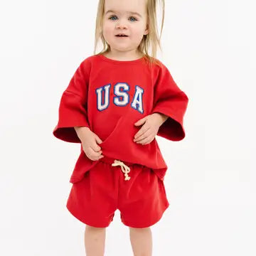 Red USA Embroidered Slouchy Set