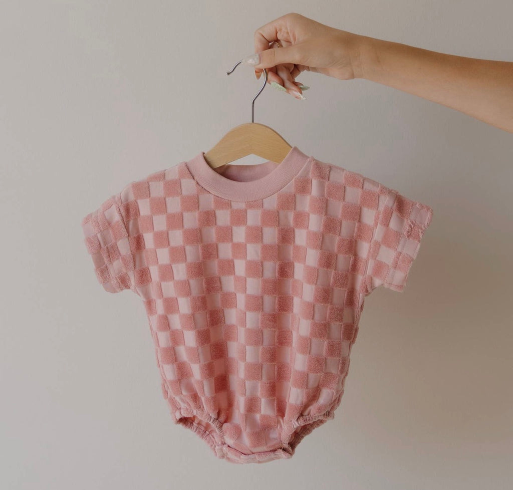 Checkered Terry bubble romper