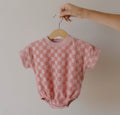 Checkered Terry bubble romper