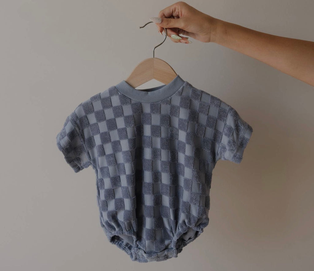 Checkered Terry bubble romper