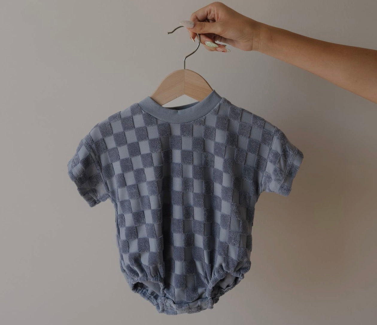 Checkered Terry bubble romper