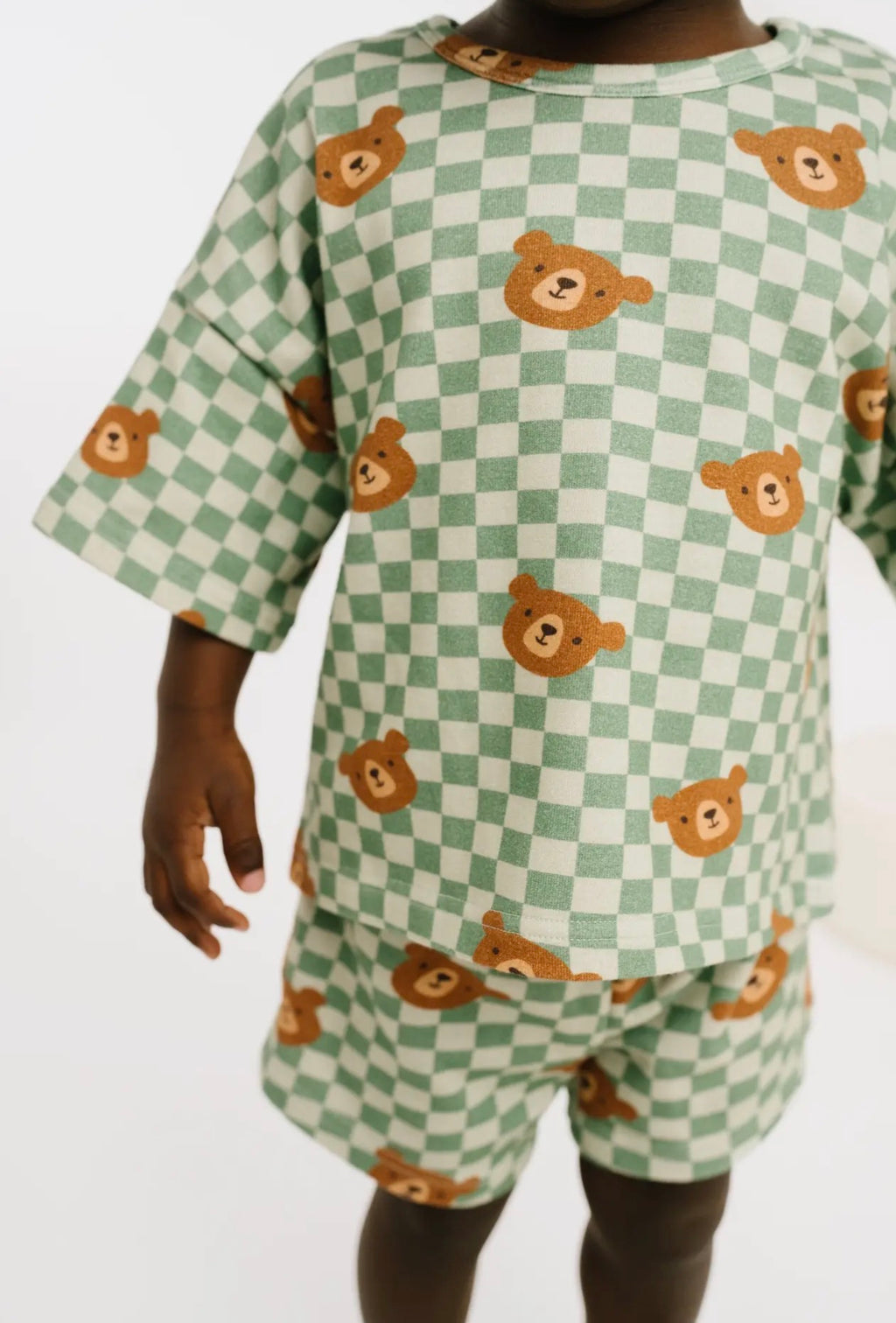 Little One Shop Gingham Bear Short Set