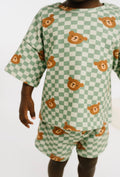 Little One Shop Gingham Bear Short Set