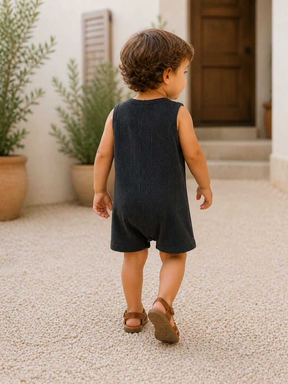 Charcoal Speckled- Ribbed Shortie