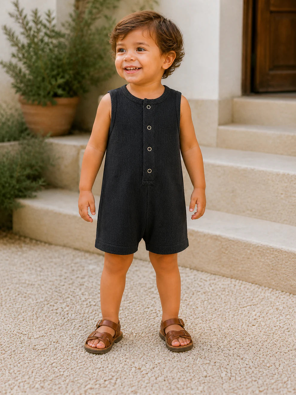 Charcoal Speckled- Ribbed Shortie