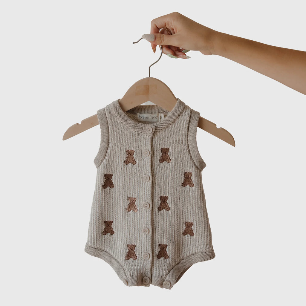 Teddy Bear Knit Romper
