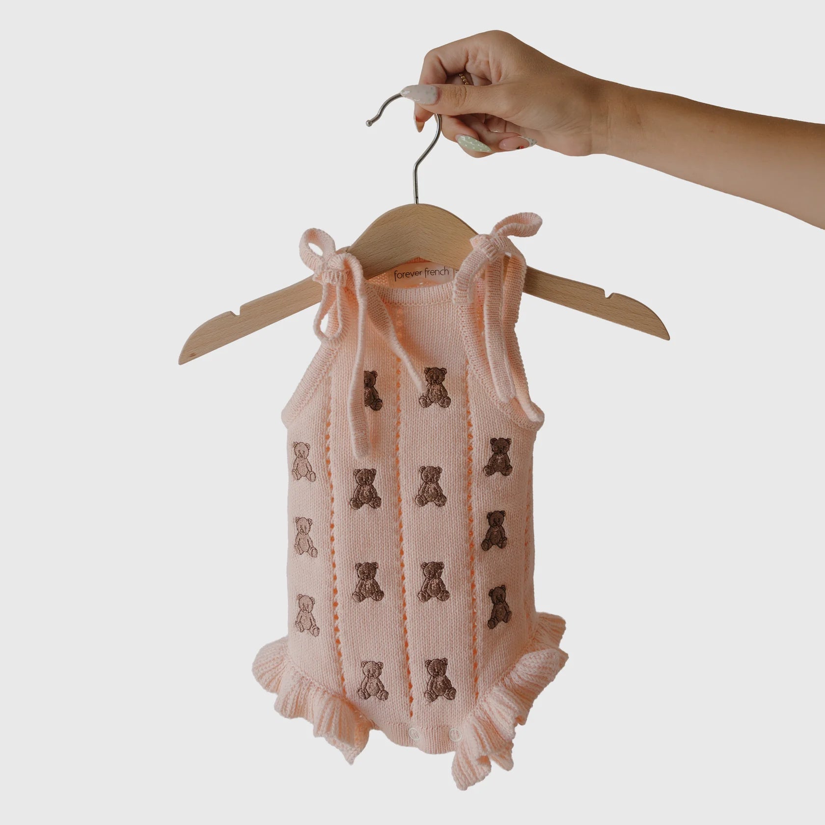 Teddy Bear Knit Ruffle Romper