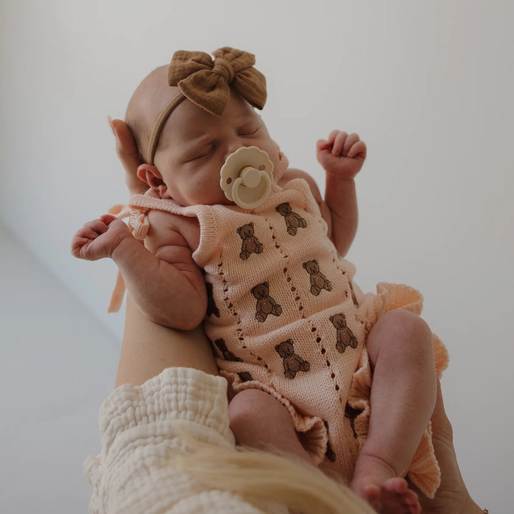 Teddy Bear Knit Ruffle Romper