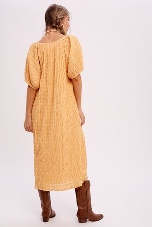 Crinkle Loose Fit Midi Woven Dress