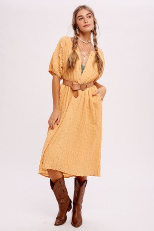Crinkle Loose Fit Midi Woven Dress