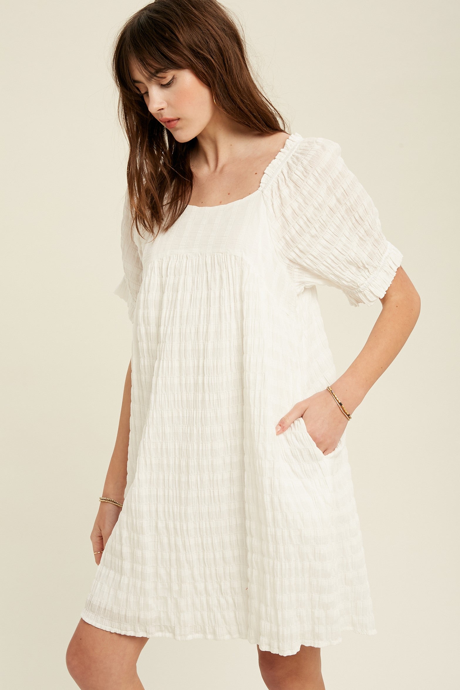 Textured Woven Mini Dress