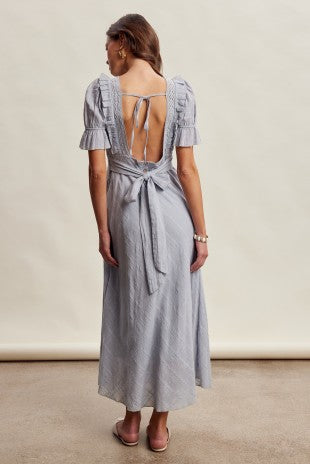 Textured Lace Trim Maxi Dress
