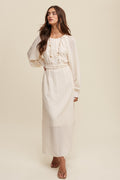 Pleated Round Neck Maxi Dress