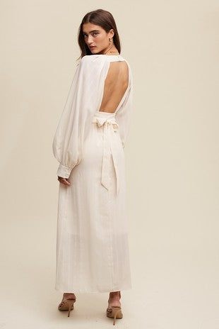 Pleated Round Neck Maxi Dress