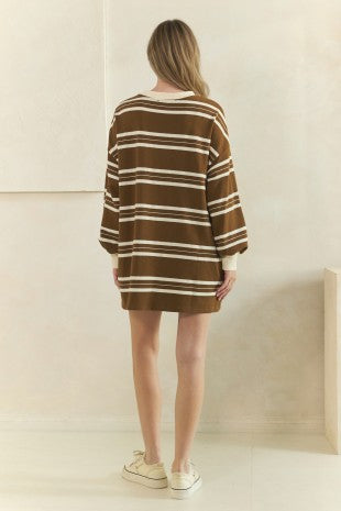 Coastal Breeze Stripe Sweatshirt Dress