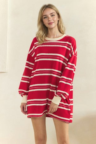 Coastal Breeze Stripe Sweatshirt Dress