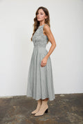 Smocked Gingham Tiered Sleeveless Midi Dress