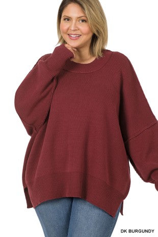 Plus Side Slit Oversized Sweater