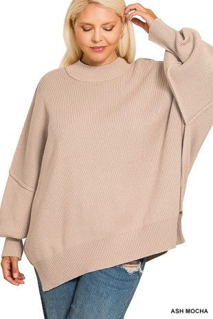 Plus Side Slit Oversized Sweater