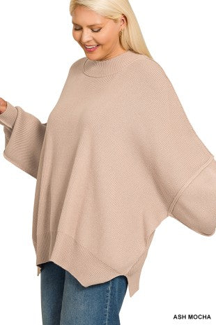 Plus Side Slit Oversized Sweater