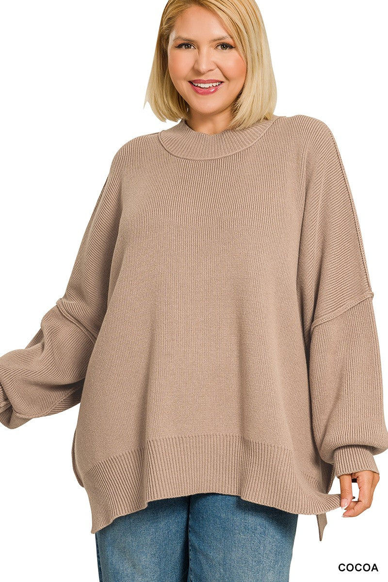 Plus Side Slit Oversized Sweater