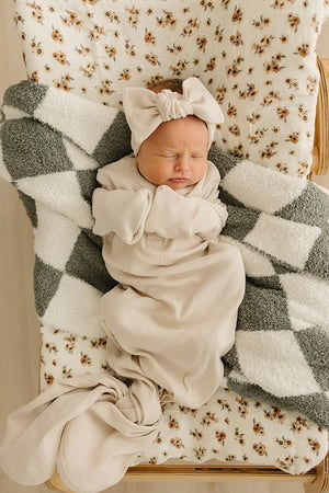 Mebie Baby Ribbed Knot Gown 0-3M