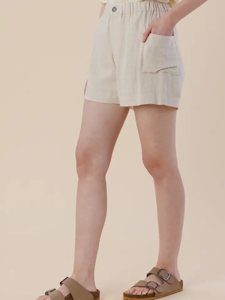 Linen Blend Pocket Shorts