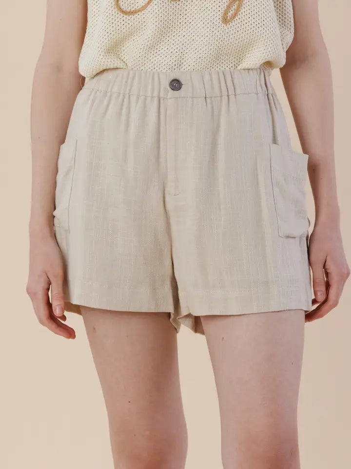 Linen Blend Pocket Shorts