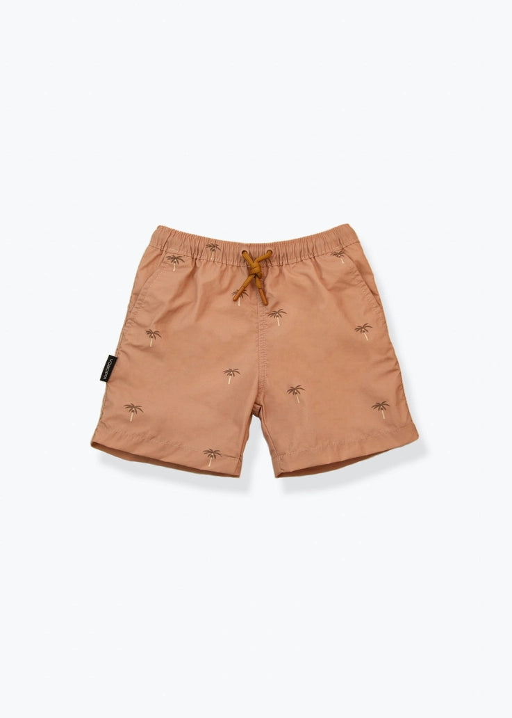 Boys Palm Print Swim Trunks