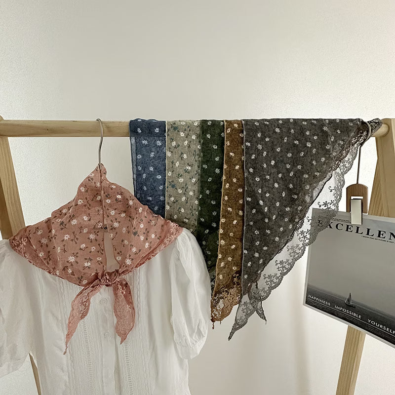 Bohemian-Style Floral Triangle Scarf