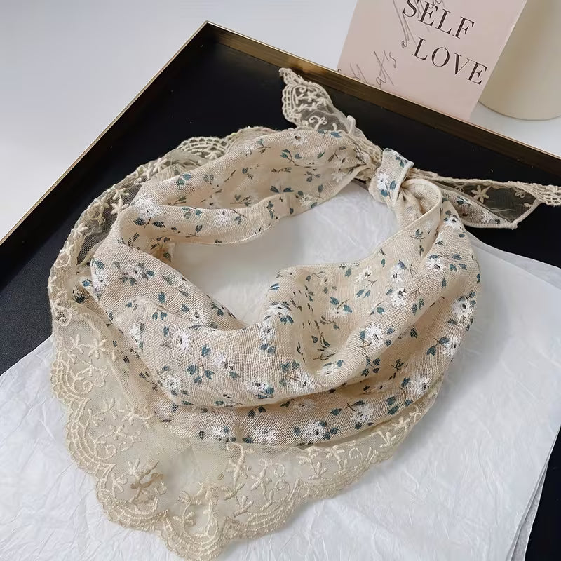 Bohemian-Style Floral Triangle Scarf