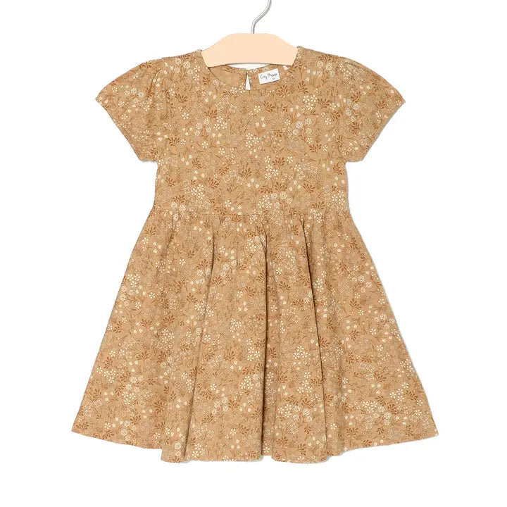 Girl Spring & Summer Short Sleeve Twirl Dress- Golden Garden