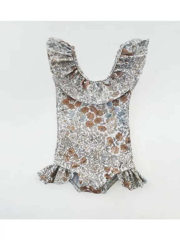 Girls Scoop neck Ruffle Swimsuit