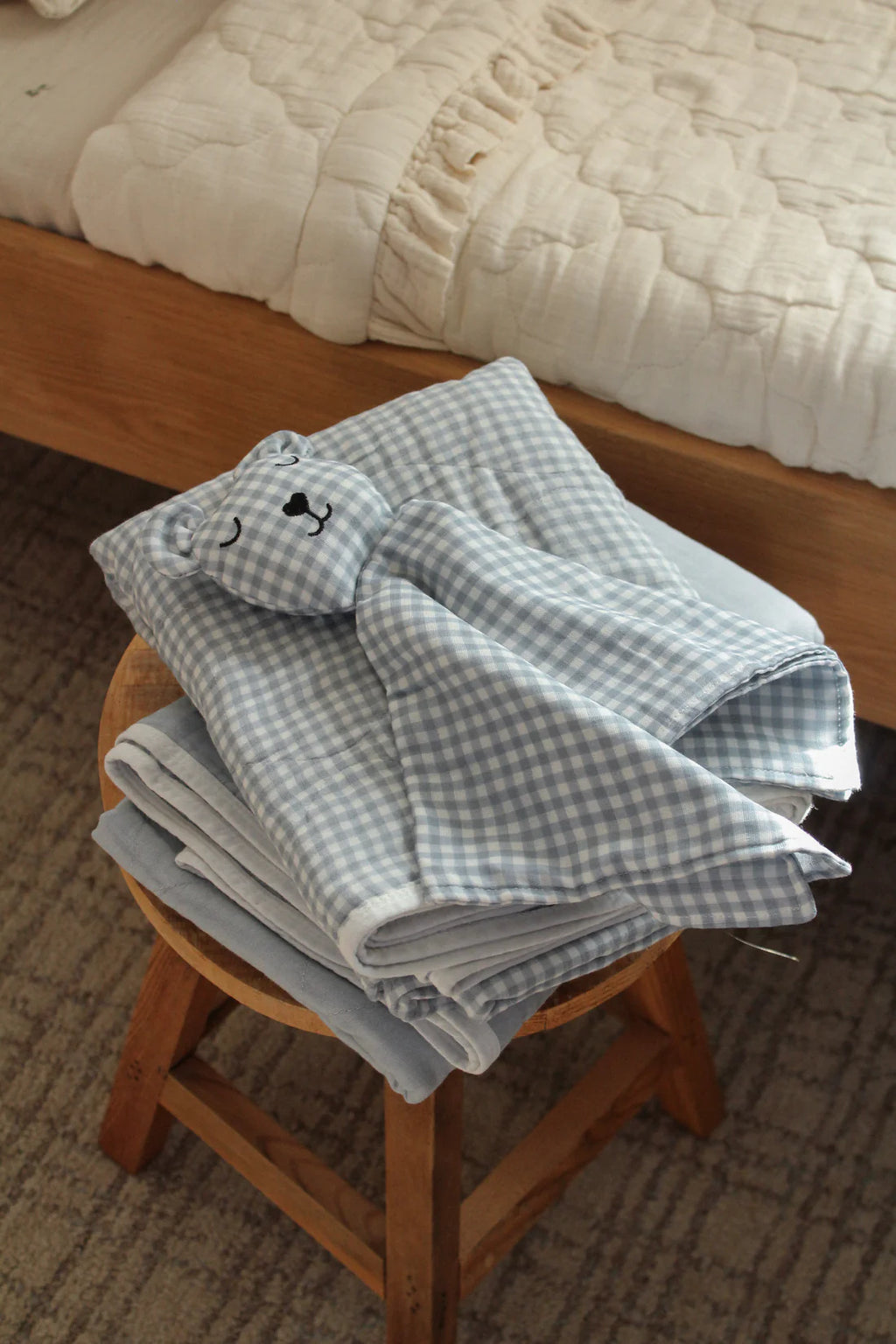 Solids + Gingham QUILTED 6 Layer Gauze Blanket